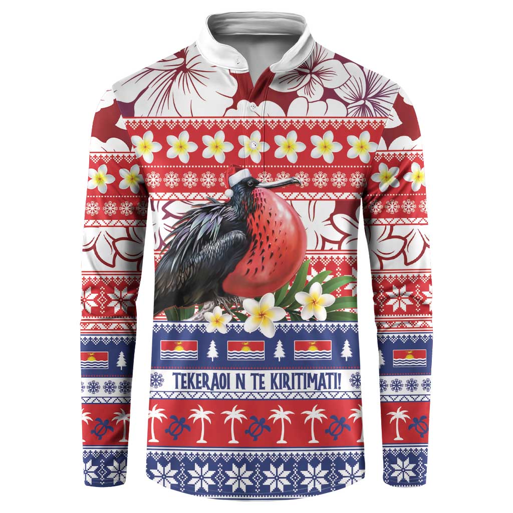 Kiribati Christmas Button Sweatshirt Frigatebird Santa Tekeraoi n te Kiritimati - Polynesian Pride