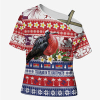 Kiribati Christmas Cross Shoulder Shirt Frigatebird Santa Tekeraoi n te Kiritimati - Polynesian Pride