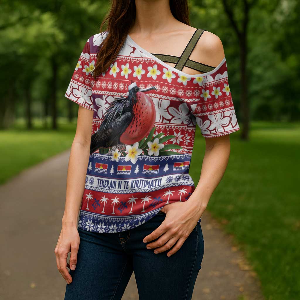 Kiribati Christmas Cross Shoulder Shirt Frigatebird Santa Tekeraoi n te Kiritimati - Polynesian Pride