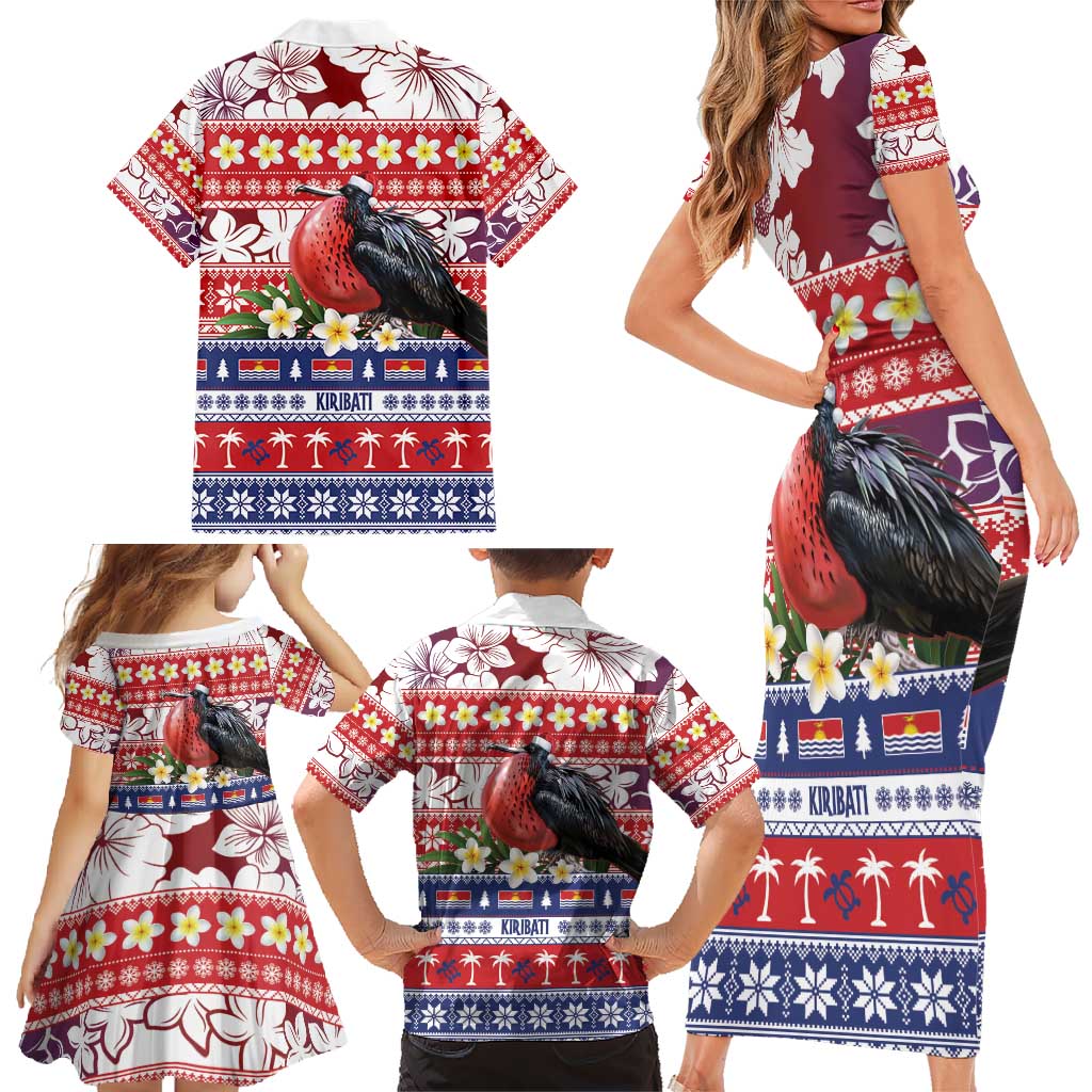 Kiribati Christmas Family Matching Short Sleeve Bodycon Dress and Hawaiian Shirt Frigatebird Santa Tekeraoi n te Kiritimati - Polynesian Pride