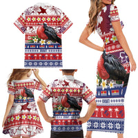 Kiribati Christmas Family Matching Short Sleeve Bodycon Dress and Hawaiian Shirt Frigatebird Santa Tekeraoi n te Kiritimati - Polynesian Pride