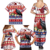 Kiribati Christmas Family Matching Summer Maxi Dress and Hawaiian Shirt Frigatebird Santa Tekeraoi n te Kiritimati - Polynesian Pride