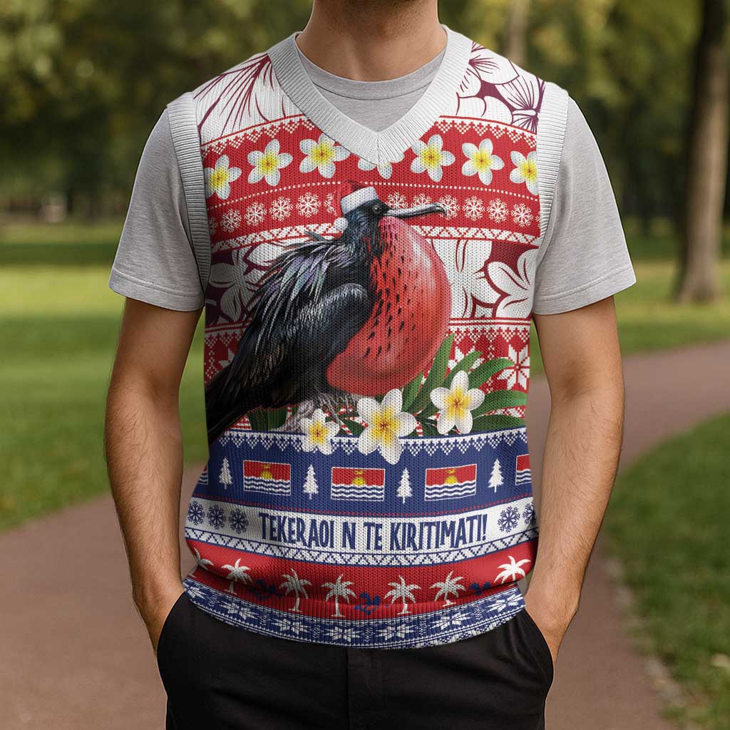 Kiribati Christmas Knitted V-Neck Vest Frigatebird Santa Tekeraoi n te Kiritimati - Polynesian Pride