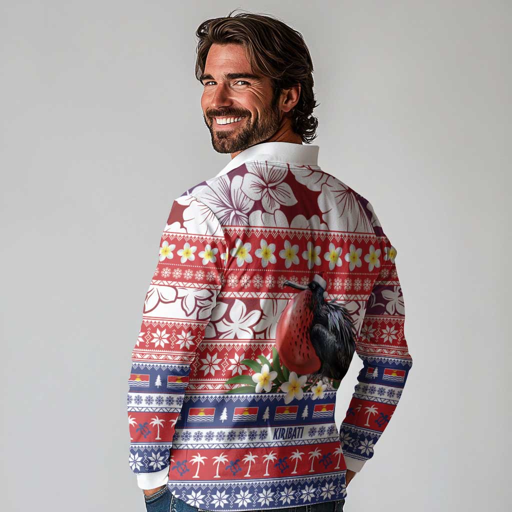 Kiribati Christmas Long Sleeve Polo Shirt Frigatebird Santa Tekeraoi n te Kiritimati - Polynesian Pride