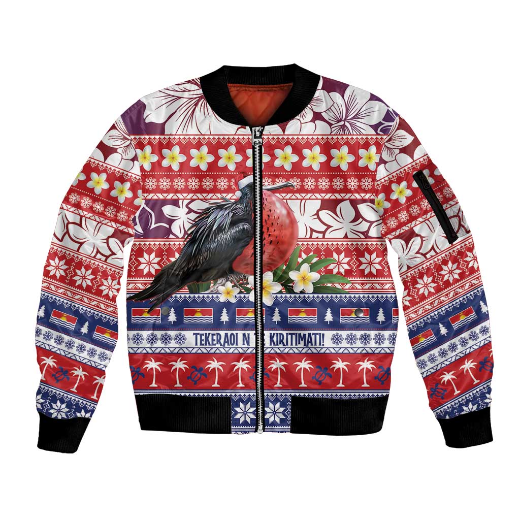 Kiribati Christmas Sleeve Zip Bomber Jacket Frigatebird Santa Tekeraoi n te Kiritimati - Polynesian Pride