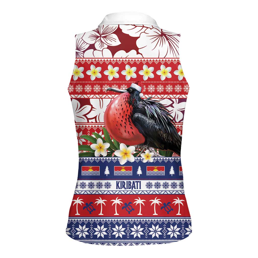 Kiribati Christmas Women Sleeveless Polo Shirt Frigatebird Santa Tekeraoi n te Kiritimati - Polynesian Pride