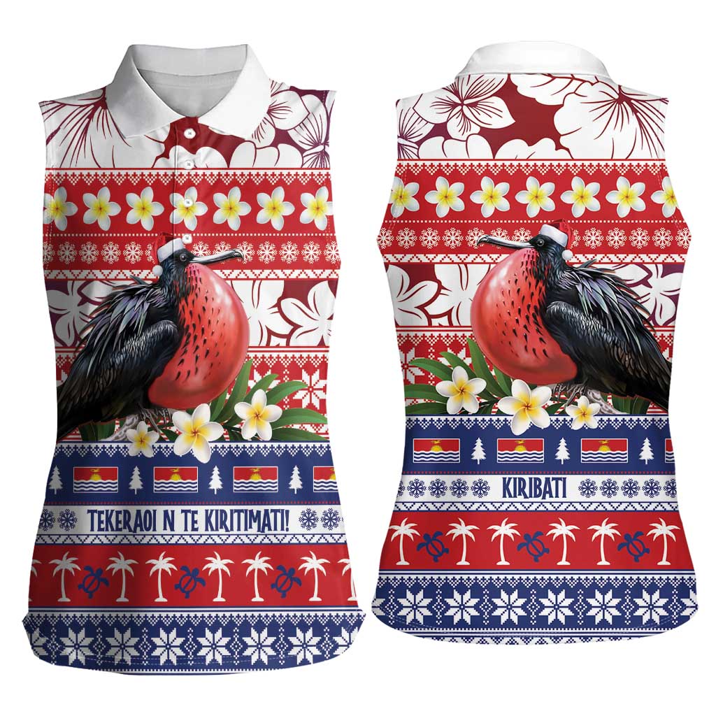 Kiribati Christmas Women Sleeveless Polo Shirt Frigatebird Santa Tekeraoi n te Kiritimati - Polynesian Pride