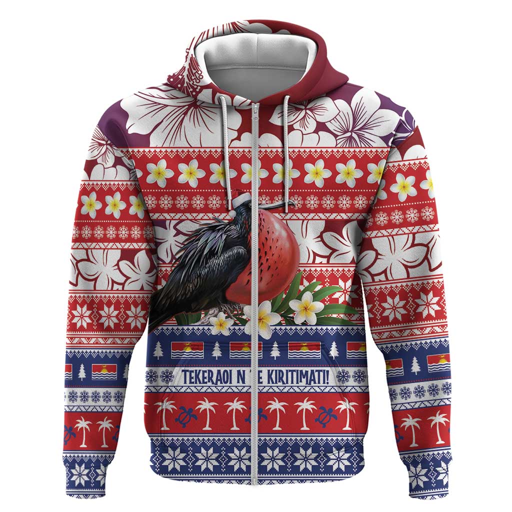 Kiribati Christmas Zip Hoodie Frigatebird Santa Tekeraoi n te Kiritimati - Polynesian Pride