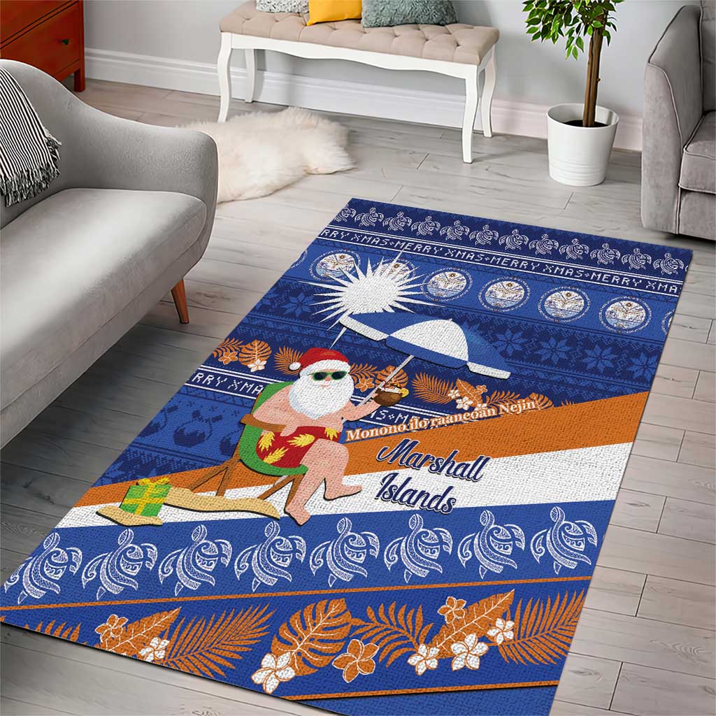 Marshall Islands Christmas Area Rug Beachy Santa Monono ilo raaneoan Nejin - Polynesian Pride