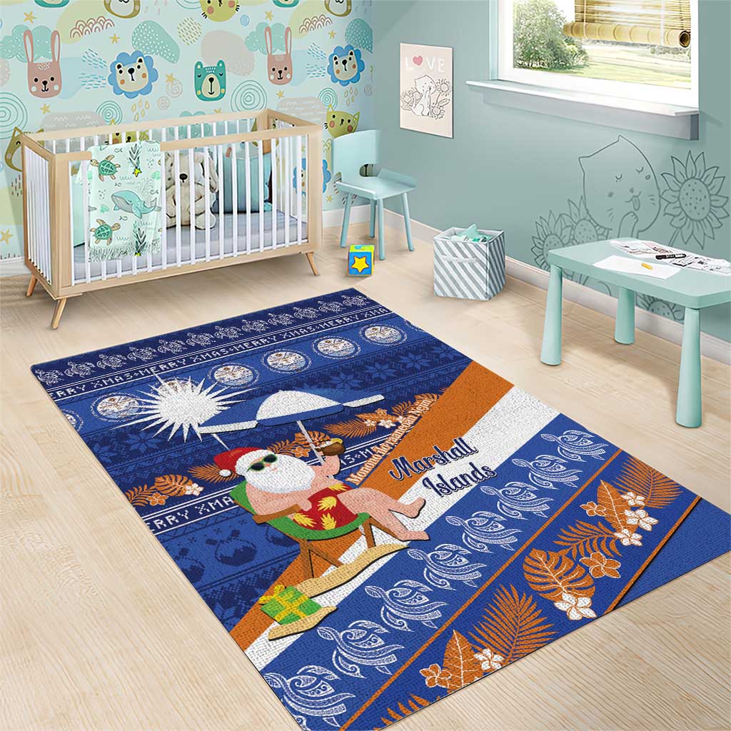 Marshall Islands Christmas Area Rug Beachy Santa Monono ilo raaneoan Nejin - Polynesian Pride