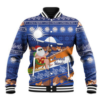 Marshall Islands Christmas Baseball Jacket Beachy Santa Monono ilo raaneoan Nejin - Polynesian Pride