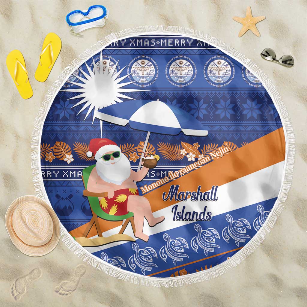 Marshall Islands Christmas Beach Blanket Beachy Santa Monono ilo raaneoan Nejin - Polynesian Pride