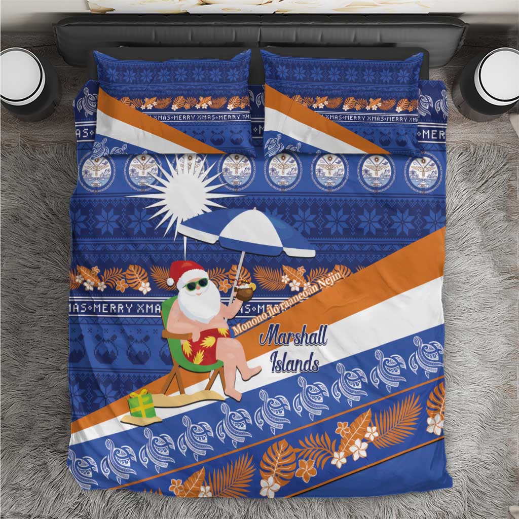 Marshall Islands Christmas Bedding Set Beachy Santa Monono ilo raaneoan Nejin - Polynesian Pride
