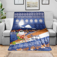 Marshall Islands Christmas Blanket Beachy Santa Monono ilo raaneoan Nejin - Polynesian Pride