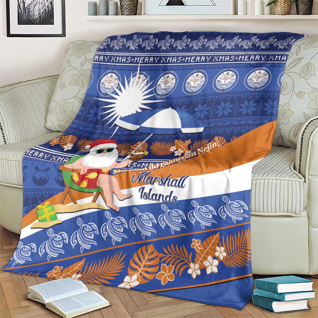 Marshall Islands Christmas Blanket Beachy Santa Monono ilo raaneoan Nejin - Polynesian Pride