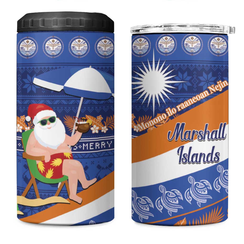 Marshall Islands Christmas 4 in 1 Can Cooler Tumbler Beachy Santa Monono ilo raaneoan Nejin - Polynesian Pride