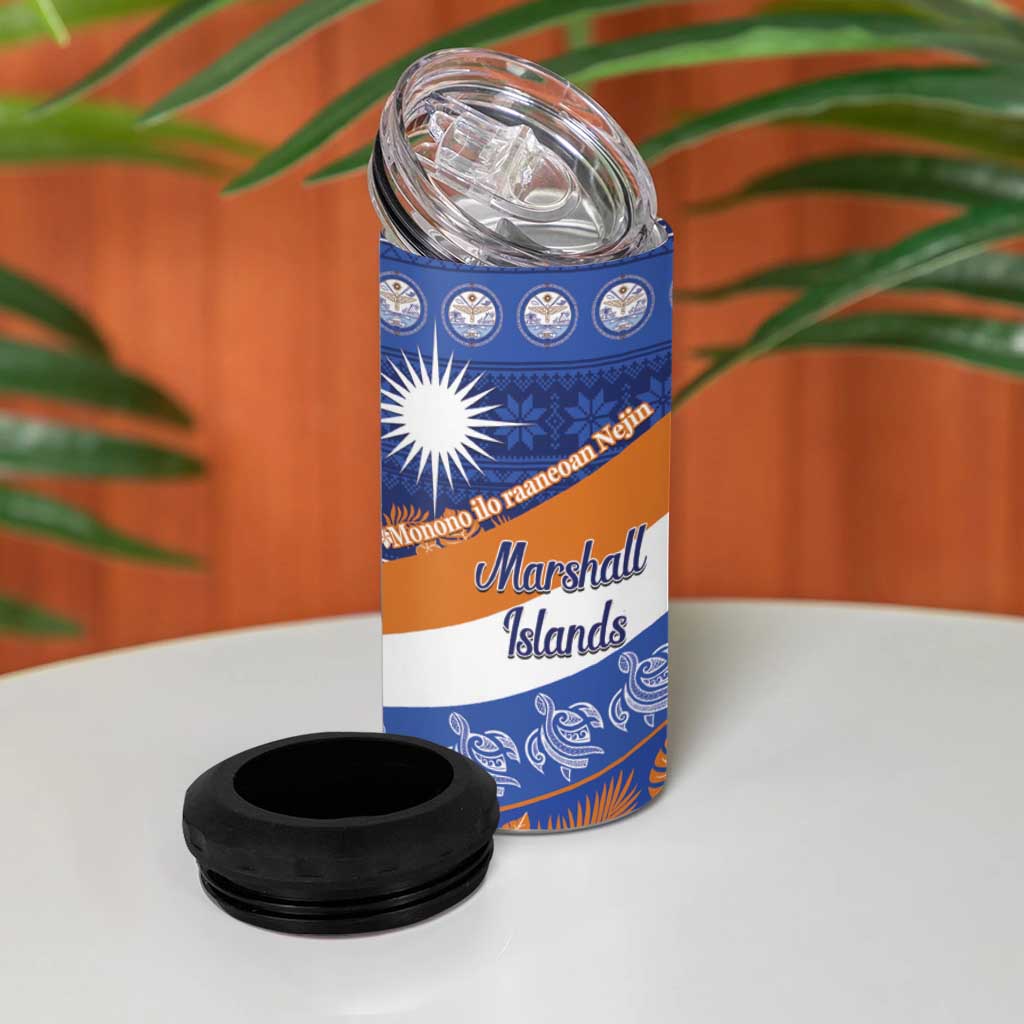 Marshall Islands Christmas 4 in 1 Can Cooler Tumbler Beachy Santa Monono ilo raaneoan Nejin - Polynesian Pride