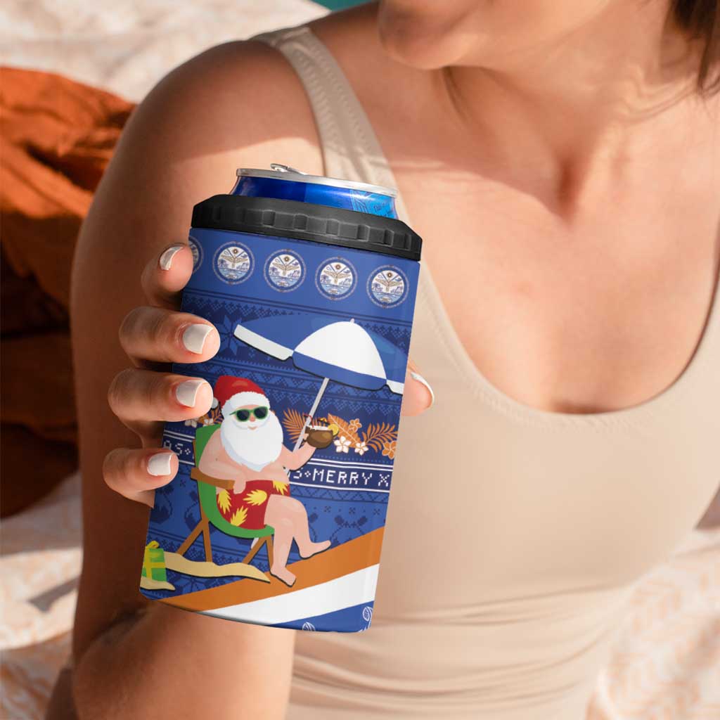 Marshall Islands Christmas 4 in 1 Can Cooler Tumbler Beachy Santa Monono ilo raaneoan Nejin - Polynesian Pride