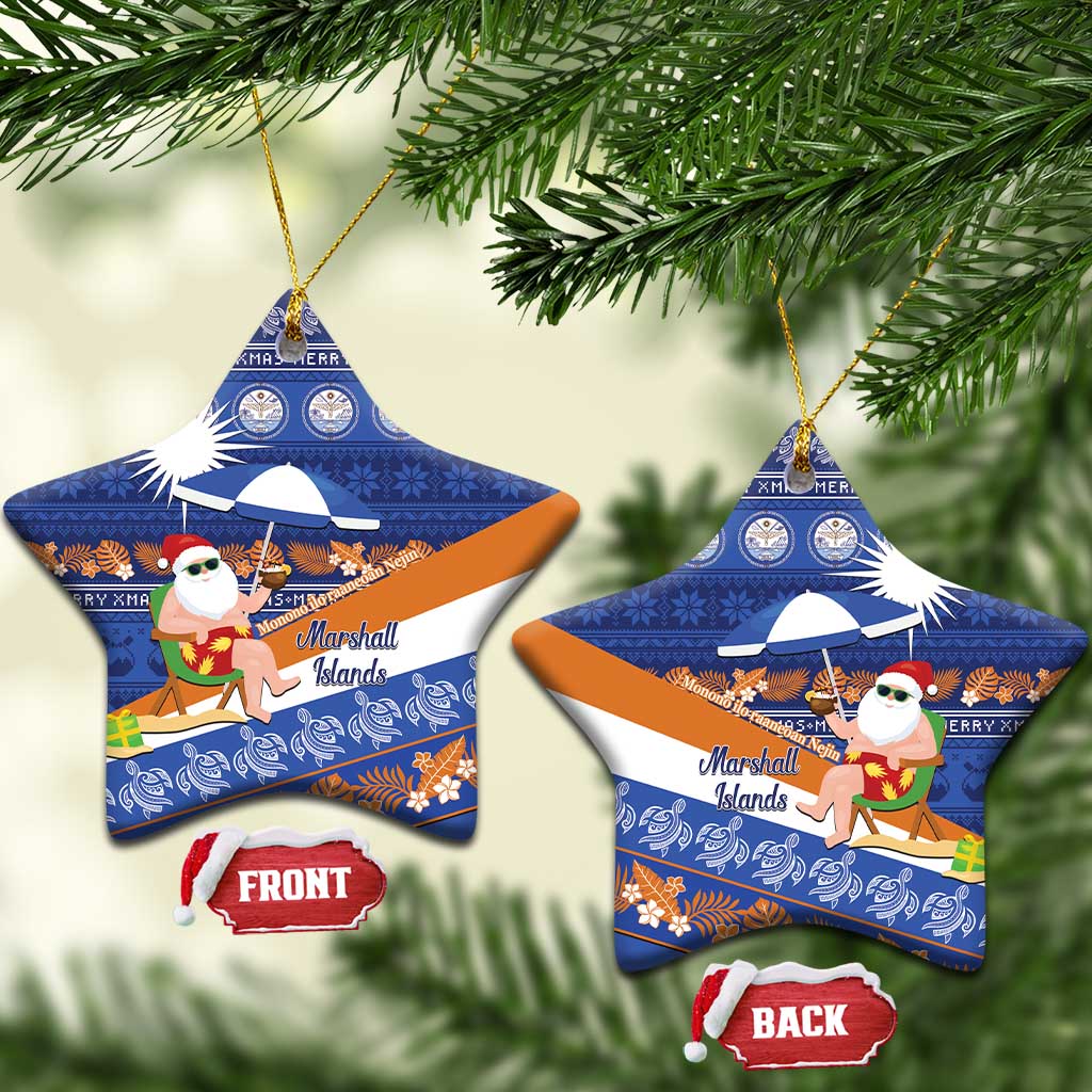 Marshall Islands Christmas Ceramic Ornament Beachy Santa Monono ilo raaneoan Nejin - Polynesian Pride