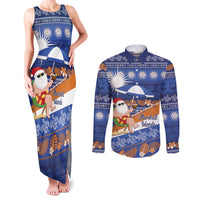 Marshall Islands Christmas Couples Matching Tank Maxi Dress and Long Sleeve Button Shirt Beachy Santa Monono ilo raaneoan Nejin - Polynesian Pride