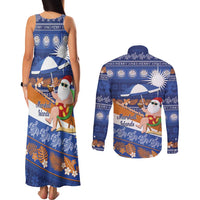 Marshall Islands Christmas Couples Matching Tank Maxi Dress and Long Sleeve Button Shirt Beachy Santa Monono ilo raaneoan Nejin - Polynesian Pride