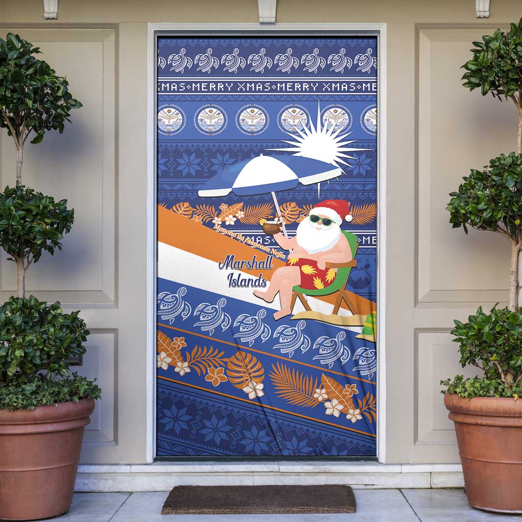 Marshall Islands Christmas Door Cover Beachy Santa Monono ilo raaneoan Nejin - Polynesian Pride