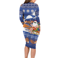 Marshall Islands Christmas Family Matching Long Sleeve Bodycon Dress and Hawaiian Shirt Beachy Santa Monono ilo raaneoan Nejin - Polynesian Pride