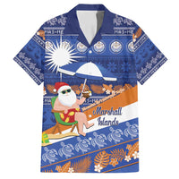 Marshall Islands Christmas Family Matching Off Shoulder Short Dress and Hawaiian Shirt Beachy Santa Monono ilo raaneoan Nejin - Polynesian Pride