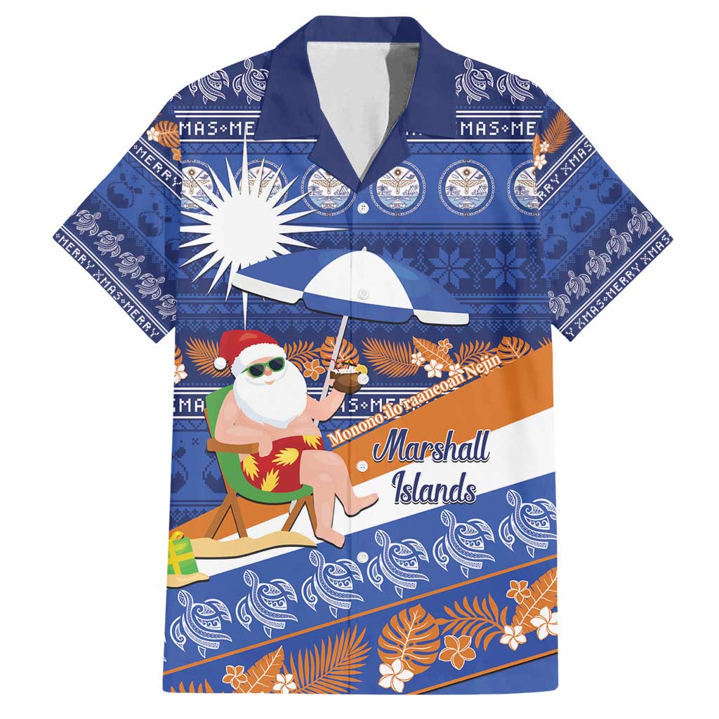 Marshall Islands Christmas Family Matching Puletasi and Hawaiian Shirt Beachy Santa Monono ilo raaneoan Nejin - Polynesian Pride