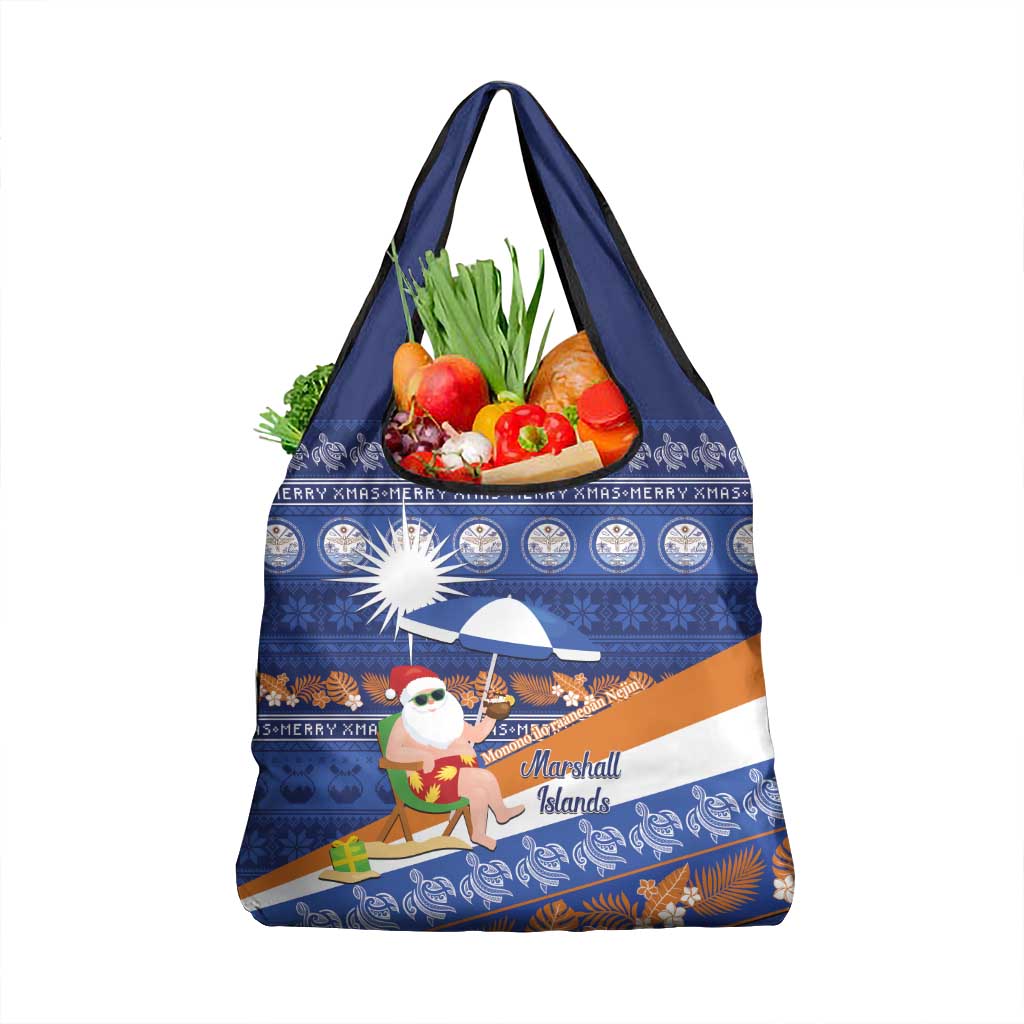Marshall Islands Christmas Grocery Bag Beachy Santa Monono ilo raaneoan Nejin - Polynesian Pride