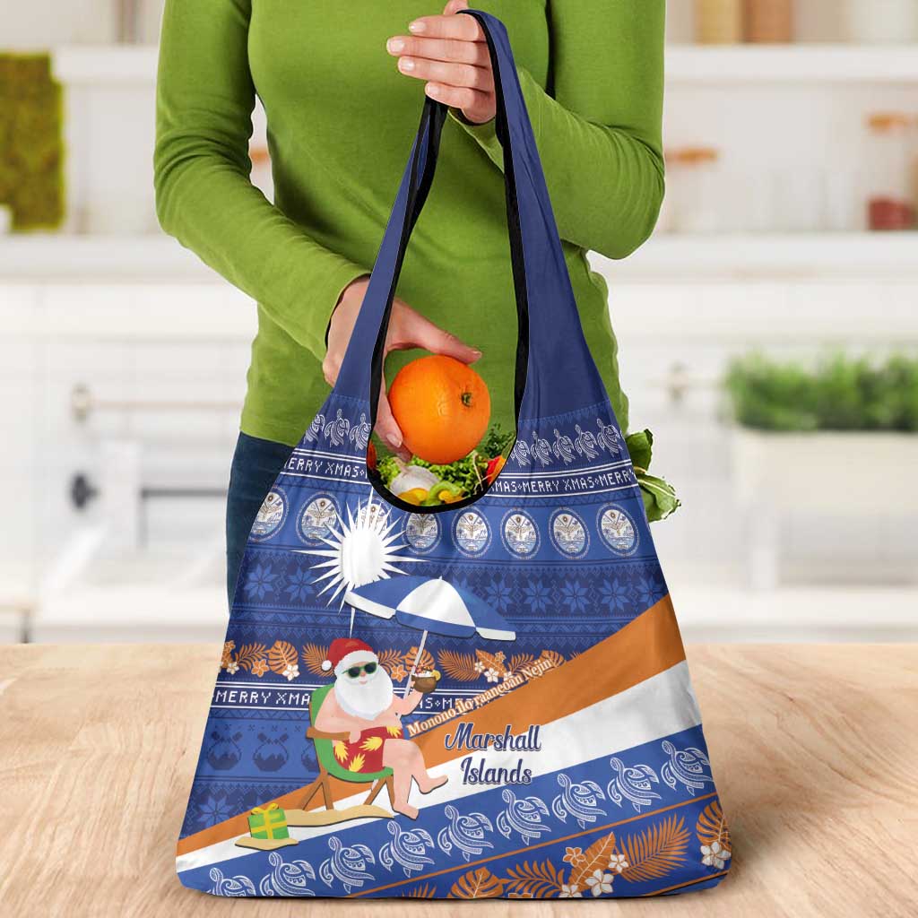 Marshall Islands Christmas Grocery Bag Beachy Santa Monono ilo raaneoan Nejin - Polynesian Pride