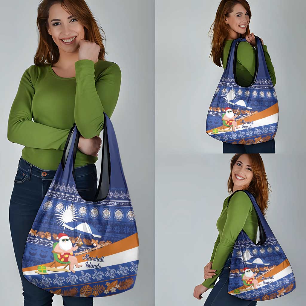 Marshall Islands Christmas Grocery Bag Beachy Santa Monono ilo raaneoan Nejin - Polynesian Pride