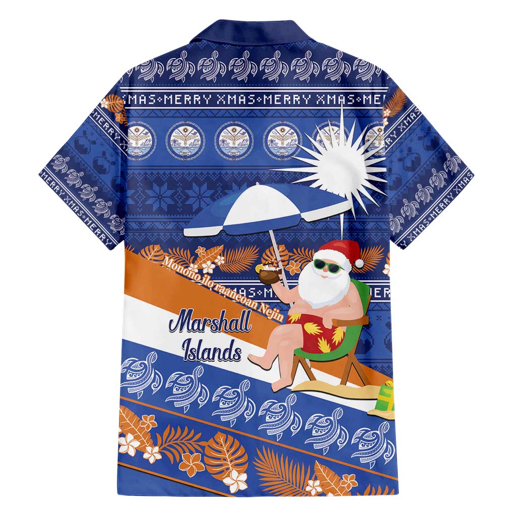 Marshall Islands Christmas Hawaiian Shirt Beachy Santa Monono ilo raaneoan Nejin - Polynesian Pride