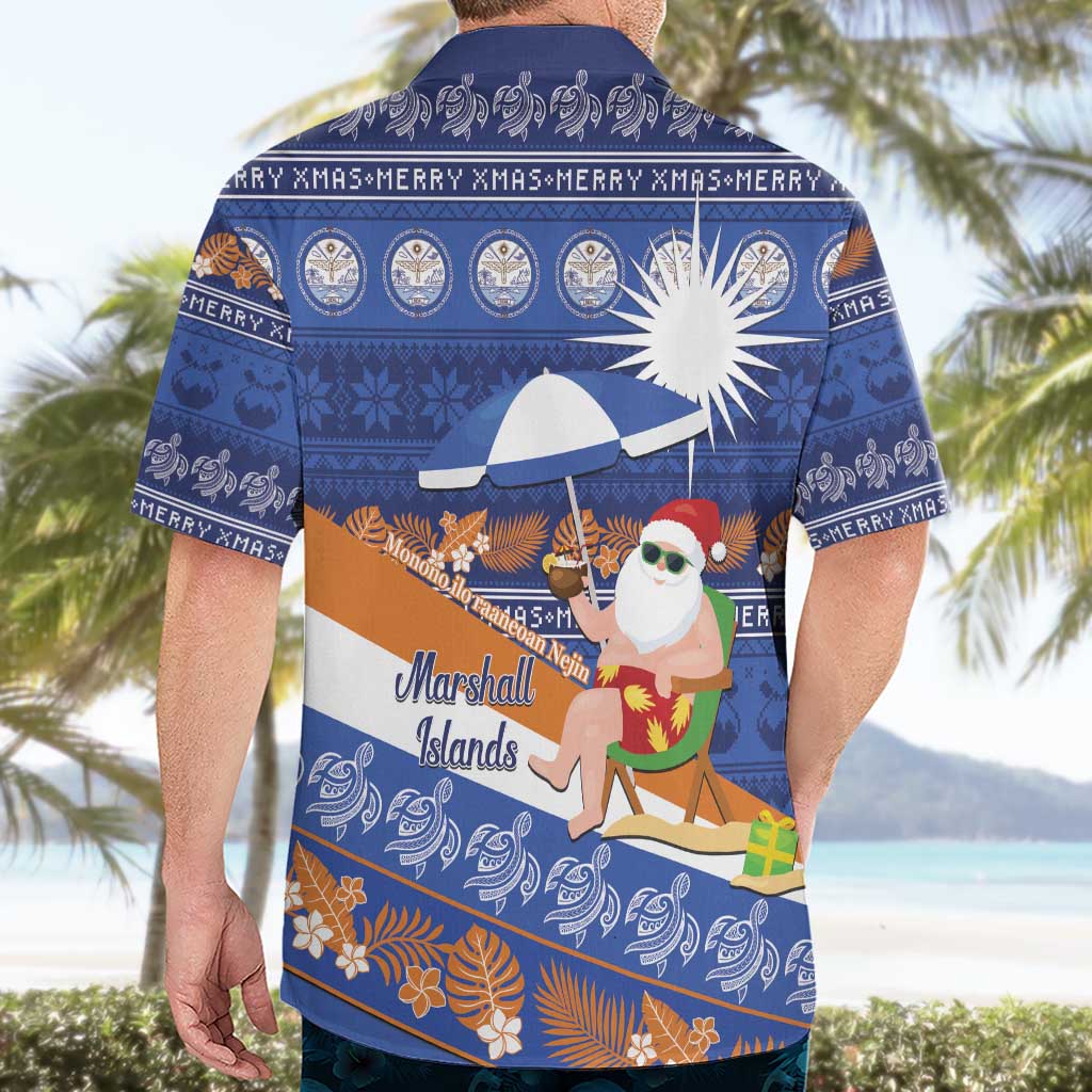 Marshall Islands Christmas Hawaiian Shirt Beachy Santa Monono ilo raaneoan Nejin - Polynesian Pride