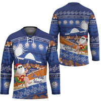 Marshall Islands Christmas Hockey Jersey Beachy Santa Monono ilo raaneoan Nejin - Polynesian Pride