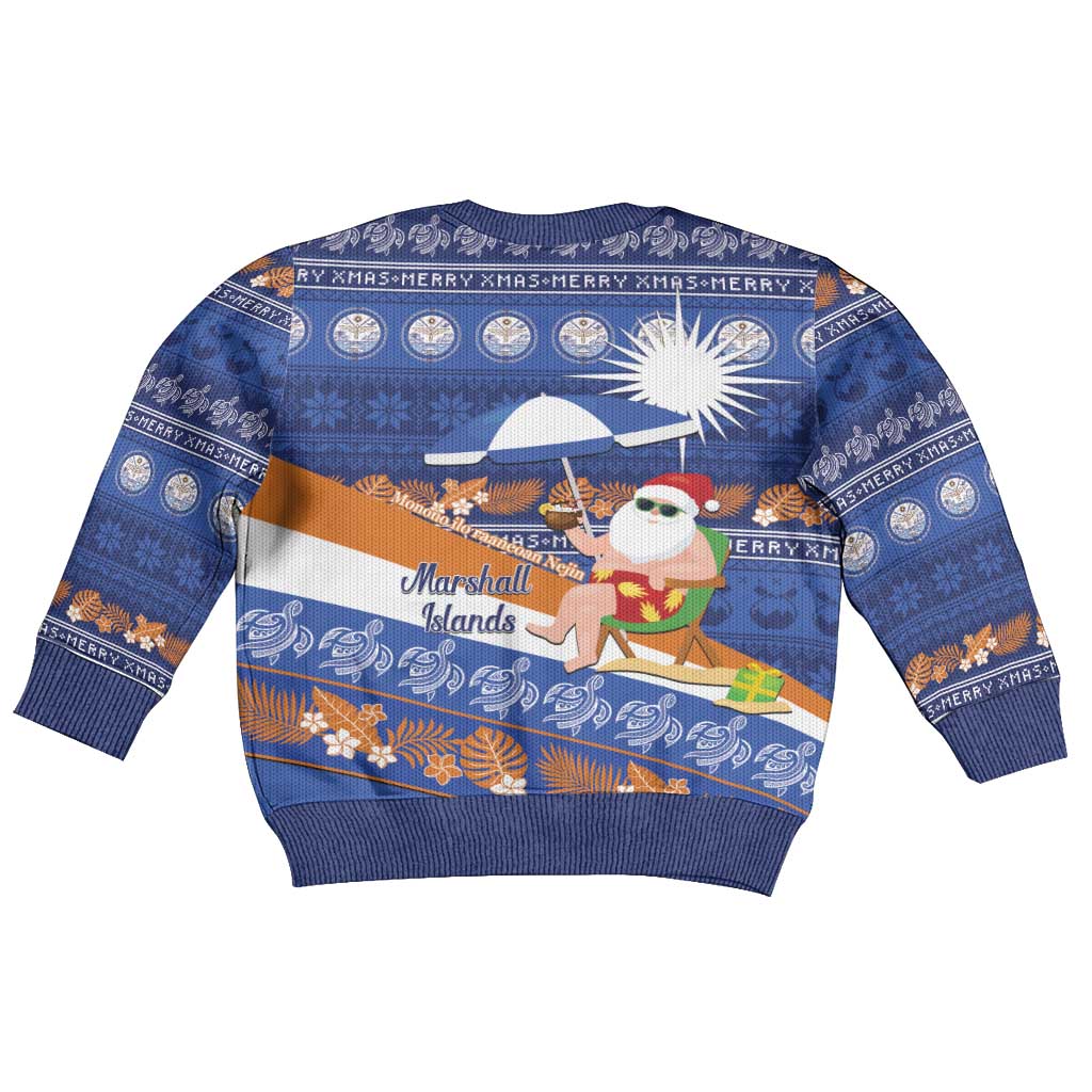 Marshall Islands Christmas Kid Ugly Christmas Sweater Beachy Santa Monono ilo raaneoan Nejin - Polynesian Pride