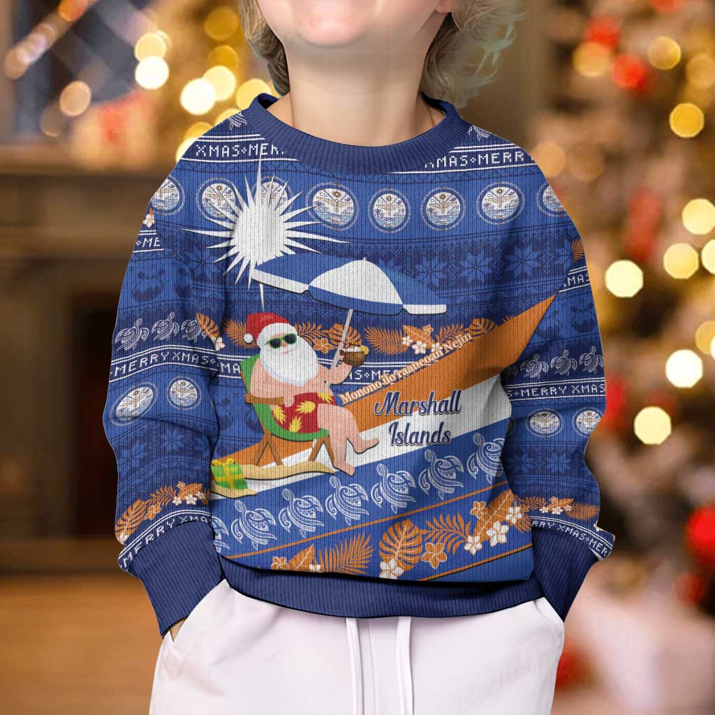 Marshall Islands Christmas Kid Ugly Christmas Sweater Beachy Santa Monono ilo raaneoan Nejin - Polynesian Pride