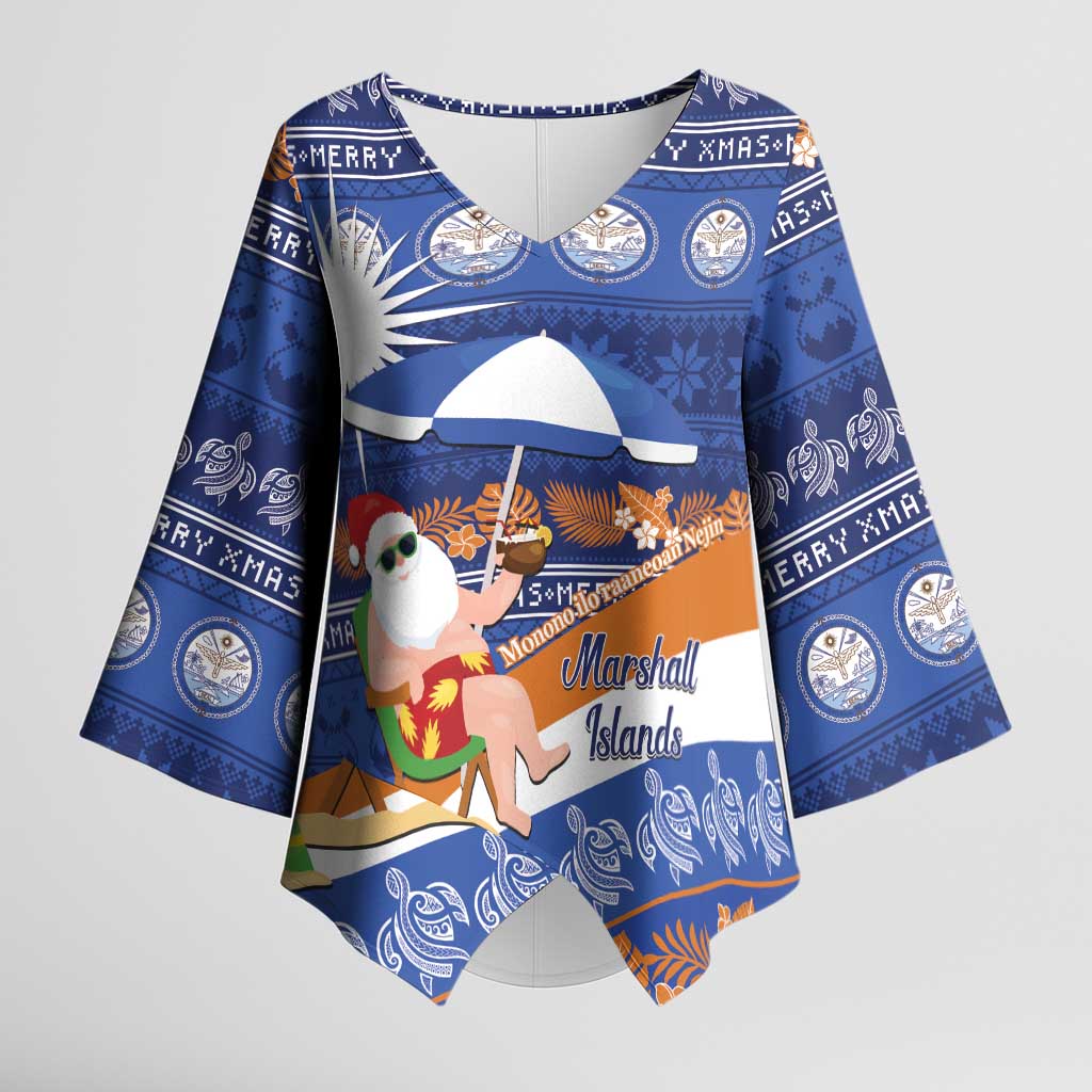 Marshall Islands Christmas Kimono Sleeve Blouse Beachy Santa Monono ilo raaneoan Nejin - Polynesian Pride