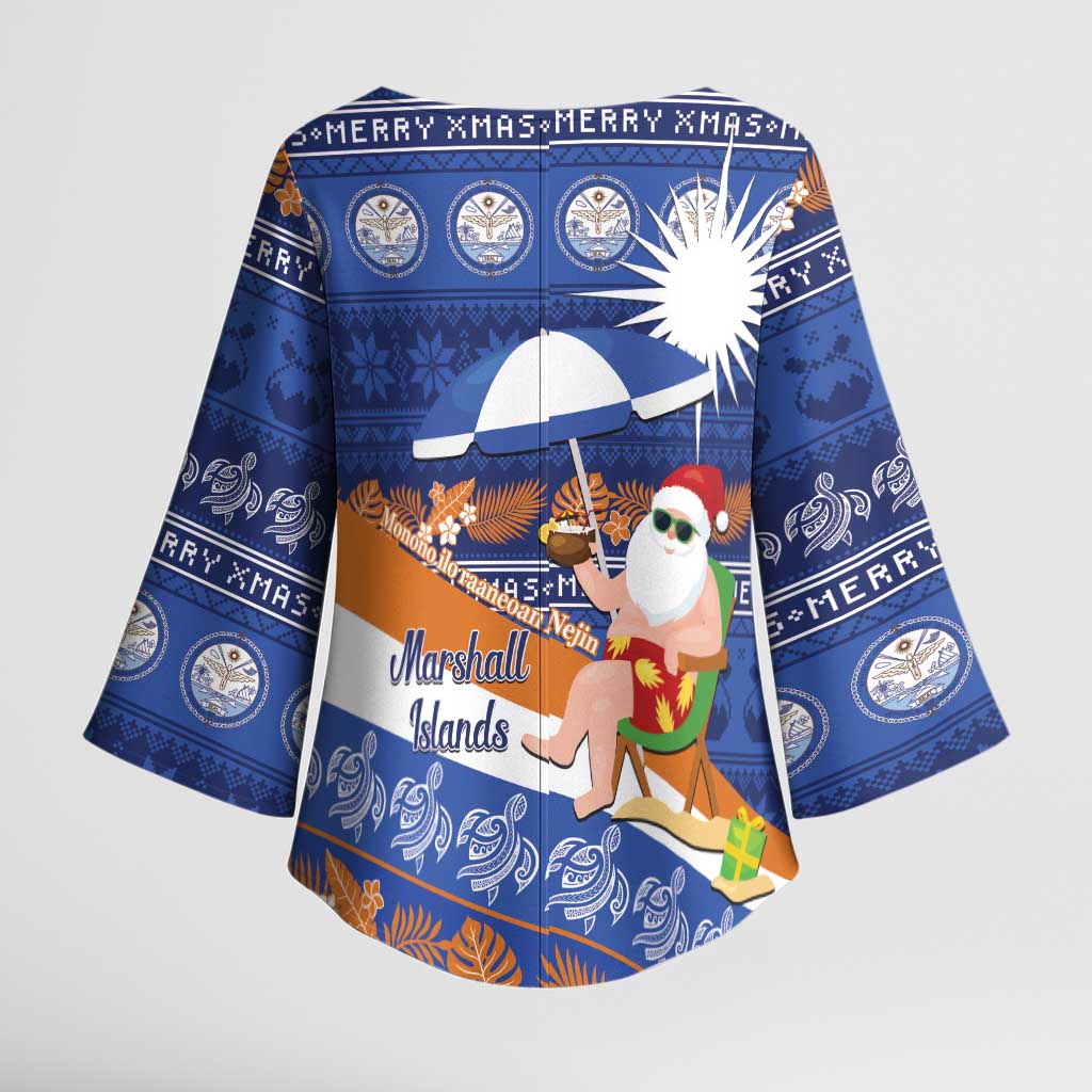 Marshall Islands Christmas Kimono Sleeve Blouse Beachy Santa Monono ilo raaneoan Nejin - Polynesian Pride