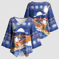 Marshall Islands Christmas Kimono Sleeve Blouse Beachy Santa Monono ilo raaneoan Nejin - Polynesian Pride