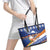Marshall Islands Christmas Leather Tote Bag Beachy Santa Monono ilo raaneoan Nejin - Polynesian Pride