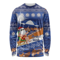 Marshall Islands Christmas Long Sleeve Shirt Beachy Santa Monono ilo raaneoan Nejin - Polynesian Pride