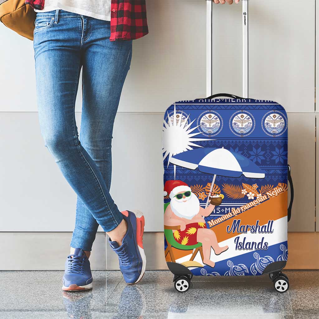 Marshall Islands Christmas Luggage Cover Beachy Santa Monono ilo raaneoan Nejin - Polynesian Pride