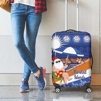 Marshall Islands Christmas Luggage Cover Beachy Santa Monono ilo raaneoan Nejin - Polynesian Pride