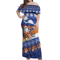 Marshall Islands Christmas Off Shoulder Maxi Dress Beachy Santa Monono ilo raaneoan Nejin - Polynesian Pride