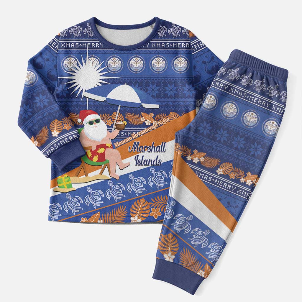 Marshall Islands Christmas Pajama Set Beachy Santa Monono ilo raaneoan Nejin - Polynesian Pride