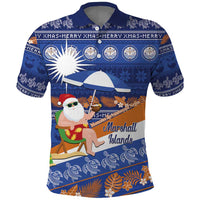 Marshall Islands Christmas Polo Shirt Beachy Santa Monono ilo raaneoan Nejin - Polynesian Pride
