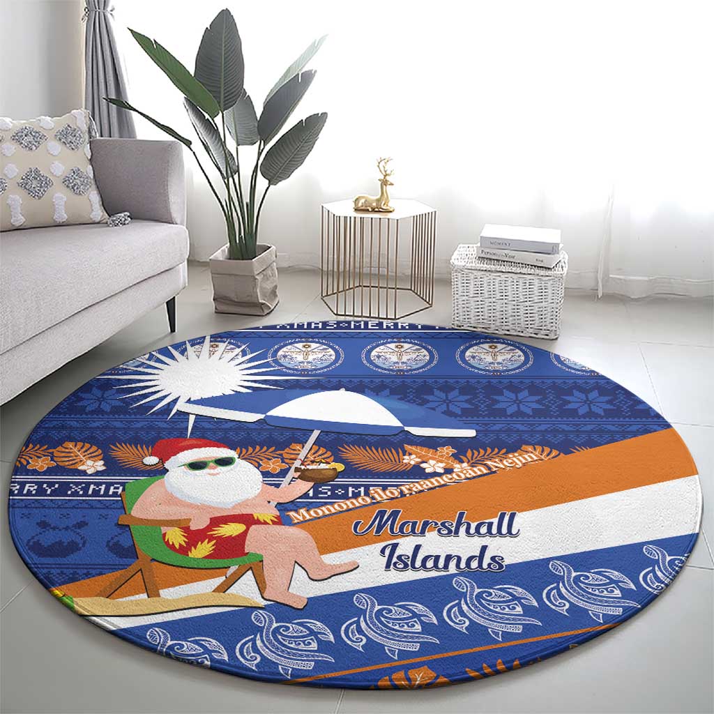 Marshall Islands Christmas Round Carpet Beachy Santa Monono ilo raaneoan Nejin - Polynesian Pride