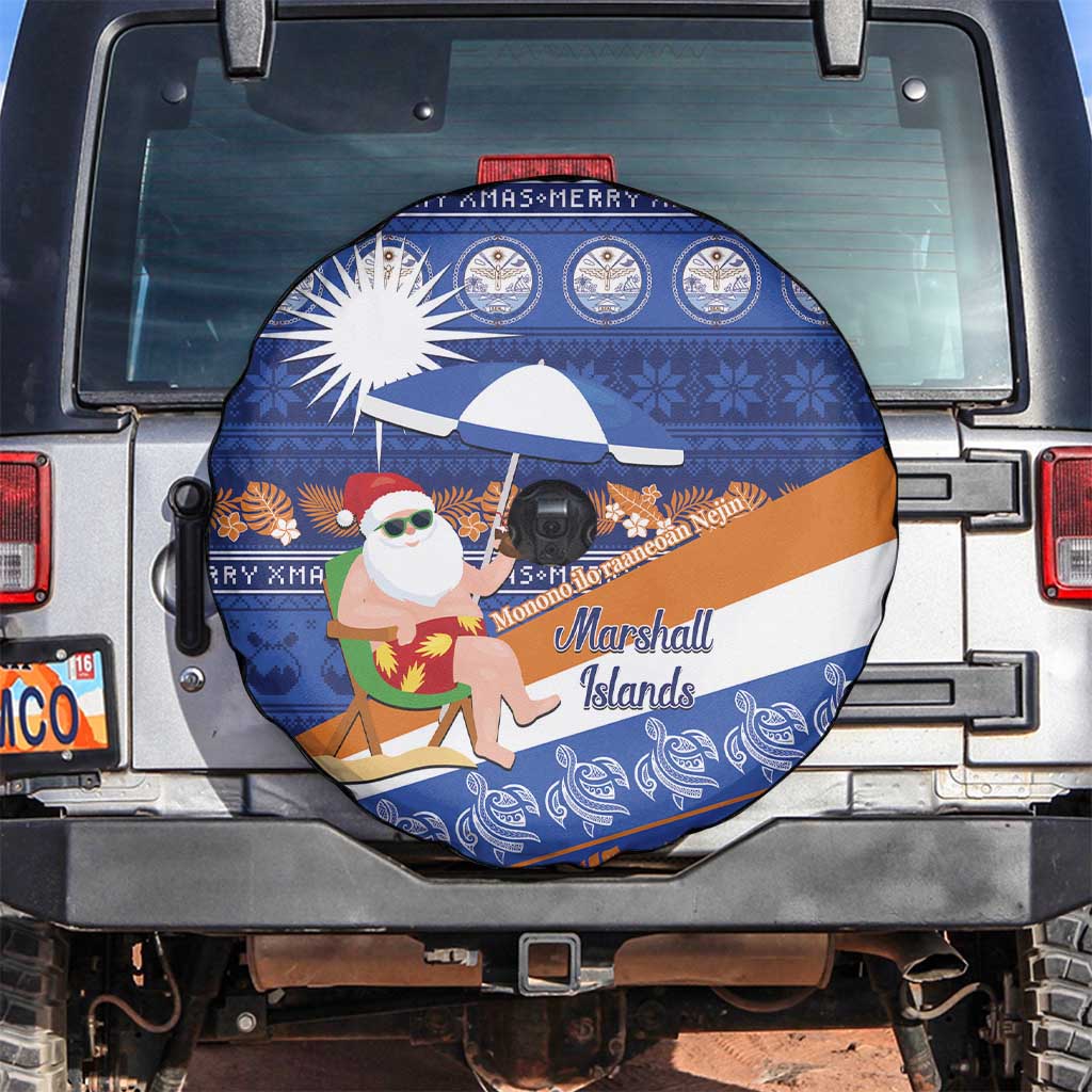 Marshall Islands Christmas Spare Tire Cover Beachy Santa Monono ilo raaneoan Nejin - Polynesian Pride