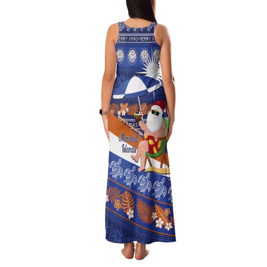 Marshall Islands Christmas Tank Maxi Dress Beachy Santa Monono ilo raaneoan Nejin - Polynesian Pride